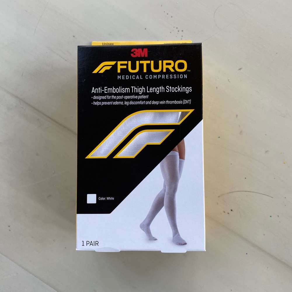 Futuro Compression Anti-Embolism Thigh Length Stockings **Med** White # 71065EN - Picture 1 of 5